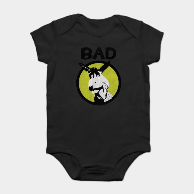 Bad Ass Cartoon Donkey Funny Style Distressed Look Baby Bodysuit by Joaddo
